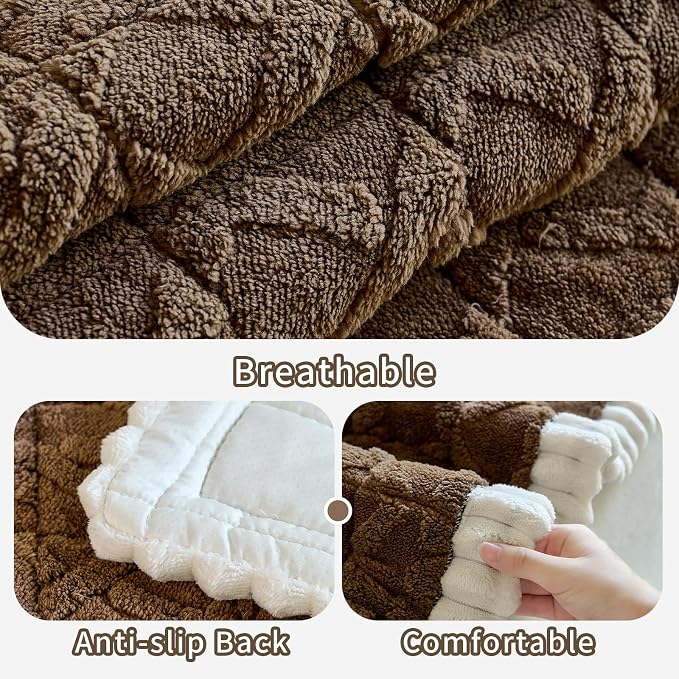 Fuzzy Couch Covers for Dogs, Non Slip Thick Dog Couch Cover Protector, Plush Pet Couch Covers for Sofa Washable, Soft Sofa Cushion Slipcovers Pet Friendly(1PC, Brown, 27.6”x27.6”) - Image 6