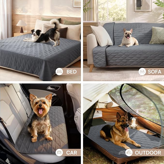 Luciphia Waterproof Couch Cover for Dogs, Non-Slip Pet Sofa Protector | Non-slip waterproof couch cover scratch-resistant machine washable protects sofa bed, Grey, 30" x 70" - Image 4