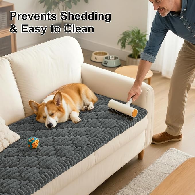 Smiry Couch Cover for Dogs Washable, Non Slip Fuzzy Pet Sofa Protector | Soft Thick Furniture Cover for Sofa, Loveseat and Sectional, Scratch & Pet Hair Resistant (Dark Grey, 35.4" x 70.9") - Image 6