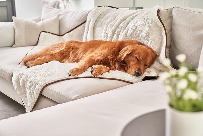 PupProtector Waterproof Throw Blanket for Dogs and Cats, Pet Blanket Cover for Couches, Sofas, Beds, Car Seats, Furniture, Calming Soft Faux Fur, Short White, Large (80" L x 62" W) | Waterproof, machine washable — protects couches, beds & car seats - Image 2