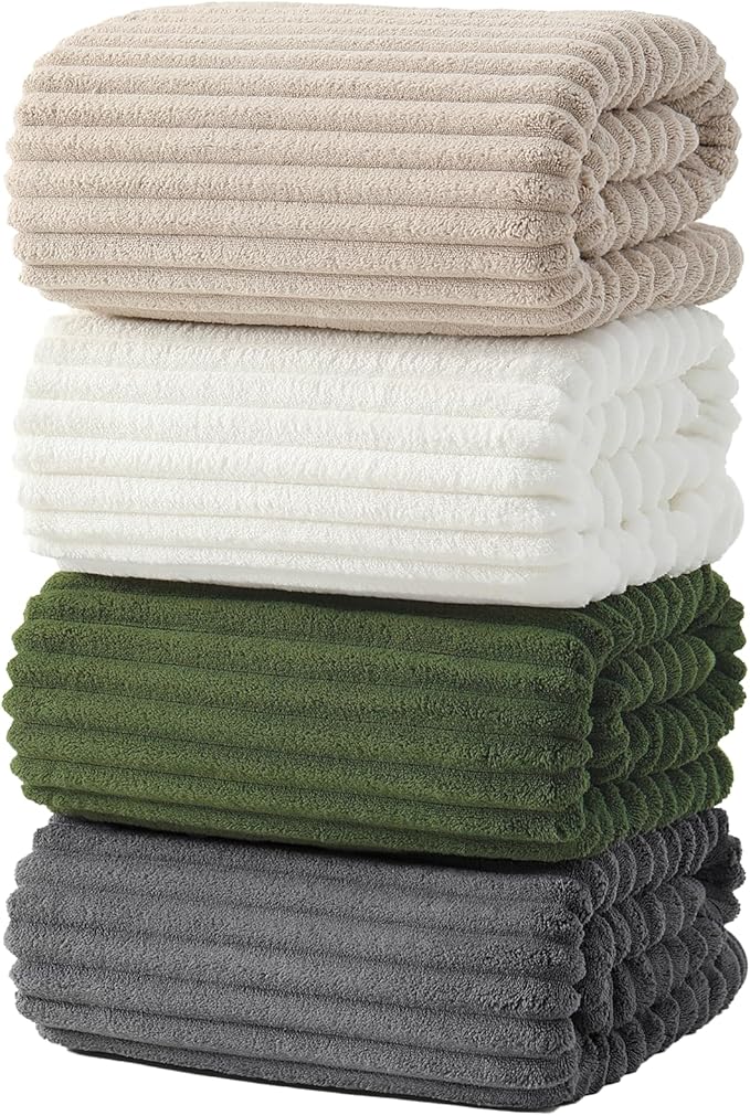 4 Piece Bath Towels, 30"x60" Microfiber Towels Set,Multicolor | Large Bathroom Towels, Soft Touch, Highly Absorbent, Quick Dry, Lint Free, Long-Lasting, Family Use, Guest Bath & Daily Use by NALIVO