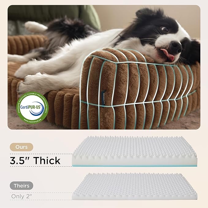 Bedsure ComfyFleece™ Orthopedic Dog Beds for Extra Large Dogs, Waterproof Memory Foam XL Pet Bed with Sides, Non-Slip and Egg-Crate Foam Big Dog Couch Sofa with Washable Corduroy Cover, Brown - Image 3