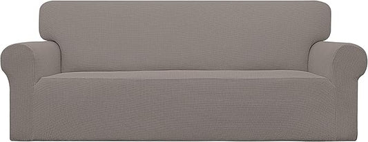 Easy-Going Stretch Couch Covers for Sofa Washable Large Taupe | 1-Piece Sofa Covers for 3 Cushion Couch Furniture Protector Couch Slipcover Soft with Bottom for Kids Pets by Easy-Going