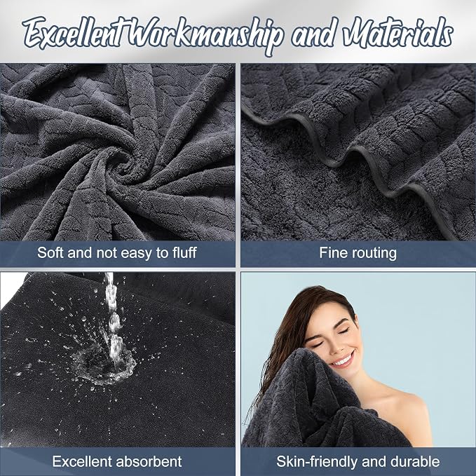 SmoothNovelty 16 Pack Microfiber Bath Towels Bulk 27'' x 60'' Oversized Size Bath Towel Highly Absorbent Extra Large Soft Drying for Beach Shower Summer Salon Sport Gym Party (Wheat,Black) - Image 3