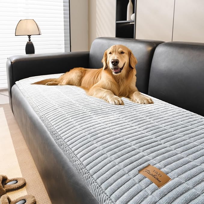 Couch Covers for Dogs, Velvet Dog Couch Cover, Pet Couchs Covers for Loveseat, Couchs Protector for Dogs, Sofa Cover for Pets Washable(1PC, Light Grey, 27.6"×70.9", 2-3 Seater) by PJLZJFBY