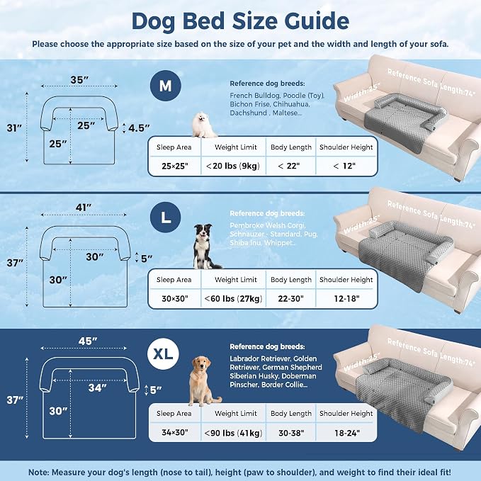 Calming Large Dog Couch Bed, Waterproof Memory Foam with Durable Fluffy Fuzzy Mats, Washable Removable Cover Protector for Sofa, Bedside, Gift, 45 x 37 Inches, Cooling Grey - Image 7