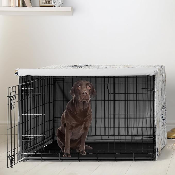 Sweet Jojo Designs 42in. Medium/Large Dog Crate Cover (Boho Star and Moon) Pet Cage, Kennel Covers (Shabby Chic, Bohemian, Celestial, Sky, Stars & Moons, Starburst, Cosmic, Navy Blue & Gold, Grey) - Image 2