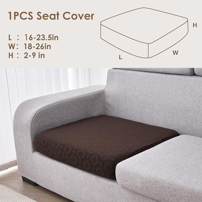 Genina Waterproof Couch Cushion Covers for Pets Washable Sofa Seat Covers | Non Slip,Stretch Jacquard Fabric,Pet Hair & Scratch Protection,Easy Installation,Furniture Protector,Sectional Sofa,1 Piece - Image 2