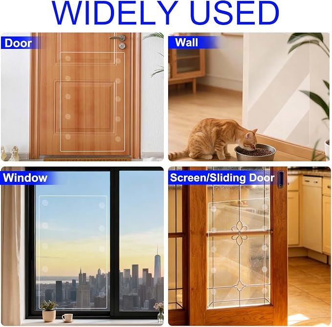 KEBE Door Scratch Protector, Large 36" x 24" & 0.8mm Thick Heavy Duty Anti-Scratch Shield, Clear Door Guard with Strong Removable Adhesive, Easy-to-Install Dog Cat Scratch Guard for Indoors Outdoors - Image 3