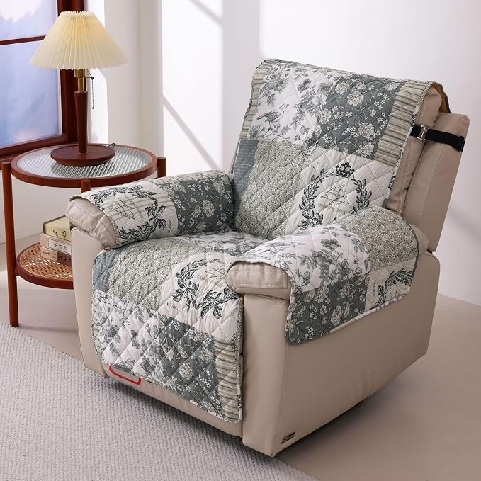 Cmfshape Skidproof Sofa Cover-Grey Bird Sofa Slipcover with Elastic Straps-Easy Fit Slip Cover-Washable Furniture Protector for Pets and Kids(Chair,Grey) - Image 2