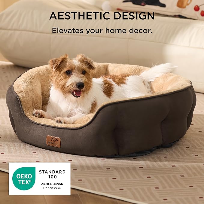 Bedsure Medium Dog Bed Washable,Large Cat Beds for Indoor Cats,28in Brown | Dog Bed Medium Size Dog, Round Pet Bed,Soft Plush Faux Fur, Removable Washable Cover, Anti-Slip Bottom,Easy to Clean - Image 3