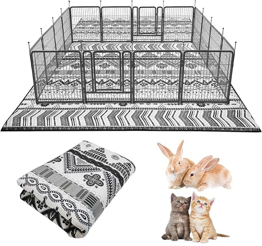 BNOSDM 79" X 55" Large Bunny Cage Liner Washable Reusable Big Rabbit Pads Floor Mat for Rabbits Anti Slip Rug for Bunnies, Pet Carpet for Chinchillas Cats Guinea Pigs Ferrets Dogs by BNOSDM