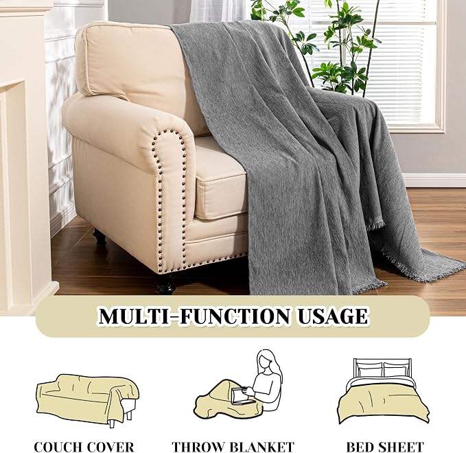 MEETSKY Oversized Chair Cover Washable Recliner Chair Covers, Armchair Couch Cover Sofa Throw Cover for Single Couch, Soft Small Sofa Slipcovers for Pet, 71"x 91", Dark Grey - Image 7