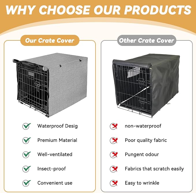 Dog Crate Cover - Double Door Waterproof Pet Kennel Cover, Durable 600D Polyester Protective Cage Cover for 30 Inch Dog Crate - Grey - Image 3