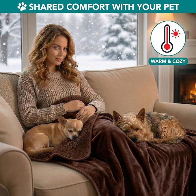PetAmi Waterproof Dog Blanket for Medium Large Dogs, Pee Proof Pet Blanket for Couch Bed, Reversible Water Proof Blanket for Puppy Indoor Cat, Soft Dog Fleece Blankets Washable, 40x60 Brown - Image 7