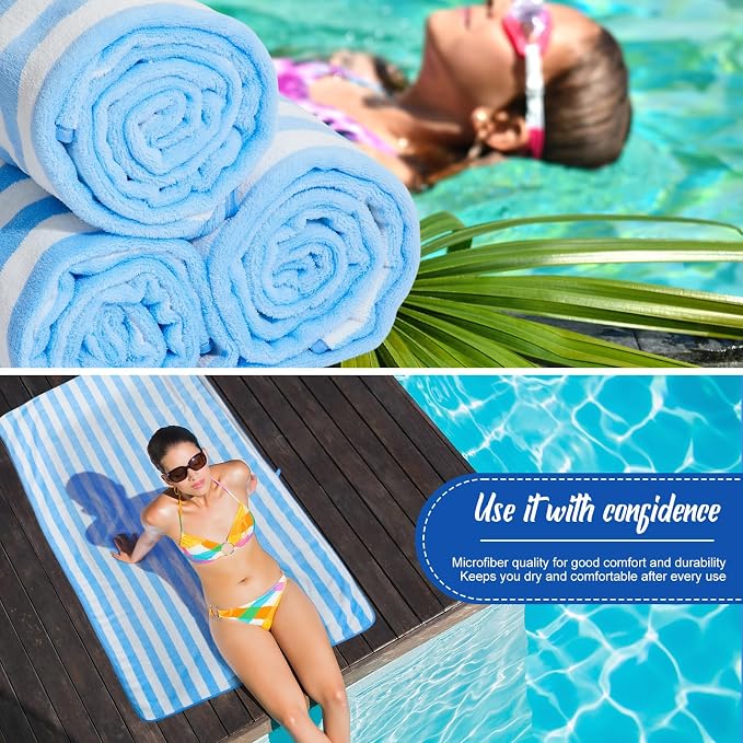 SmoothNovelty 8 Pack Microfiber Bath Towels Bulk 27'' x 60'' Oversized Bath Towel Highly Absorbent Extra Large Shower Sheets Soft Drying for Beach Pool Bathroom Salon Party(Blue) - Image 6