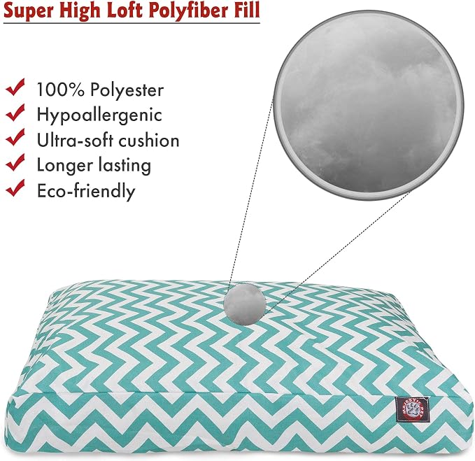 Majestic Pet Chevron Rectangle Dog Bed Washable – Non Slip Comfy Pet Bed – Crate Bed with Removable Washable Cover – Kennel Bed for Sleeping, Polyester Fiber, Small, Teal - Image 3