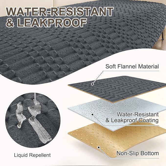 Smiry Waterproof Couch Covers for Dogs Washable, Non Slip Pet Sofa Cover | Plush Scratch Resistant Flannel Furniture Protector for Dogs, Dark Grey, 36" x 94.5" - Image 3