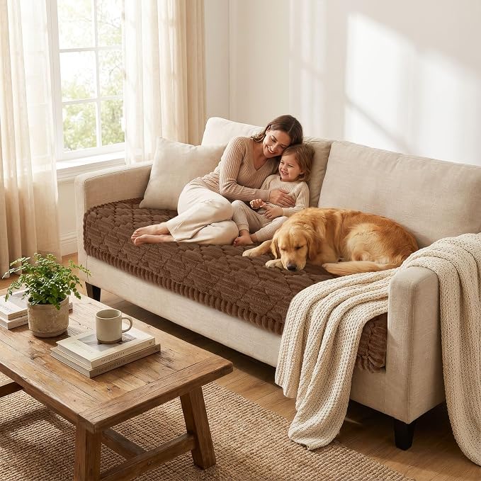 Smiry Couch Cover for Dogs Washable, Non Slip Fuzzy Pet Sofa Protector | Soft Thick Furniture Cover for Sofa, Loveseat and Sectional, Scratch & Pet Hair Resistant (Chocolate, 35.4" x 63") - Image 2