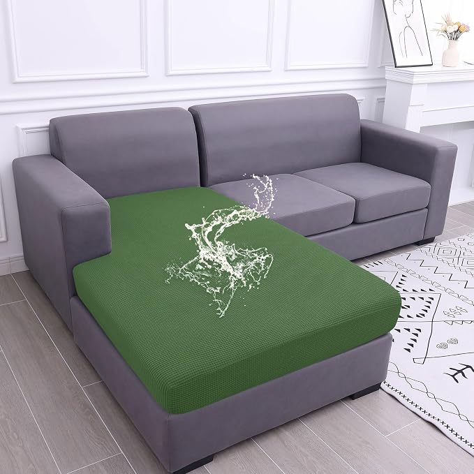 hyha Waterproof Sectional Couch Covers, Non Slip Sofa Cushion Covers | L Shape Sectional Fit, Stretch Jacquard Fabric, Elastic Bottom, Waterproof Protection (1 Piece for Chaise) by hyha