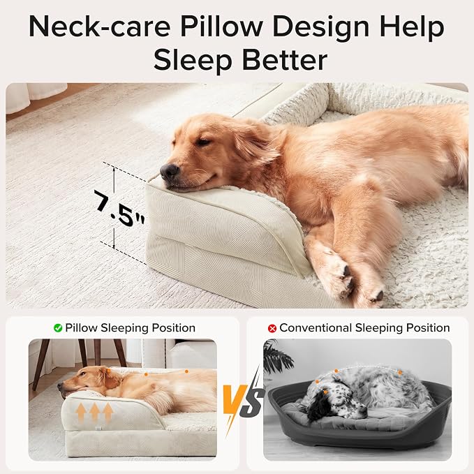 INVENHO Jumbo Orthopedic Dog Bed for Extra Large Dogs, Waterproof, Egg-Crate Foam Dog Couch Bed with Washable Removable Cover, Waterproof Lining and Nonskid Bottom - Image 4