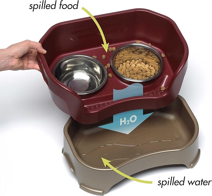 Neater Pet Brands Neater Feeder Deluxe Mess Proof Dog Bowls Elevated for Small Dogs Under 19 lbs, Made in USA, No Spill Raised Dog Food Bowl Stand Feeding Station, Food and Water Bowl Set, Cranberry - Image 3