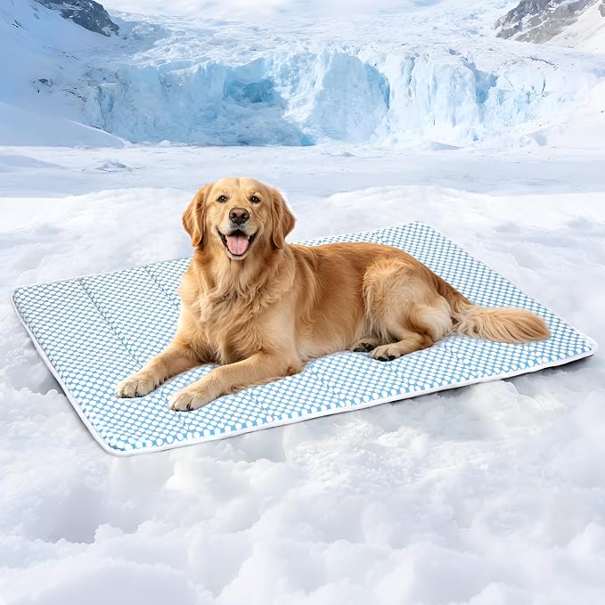 Dog Cooling Mat for Large Dogs – 41"x27" Orthopedic Memory Foam Pad for Summer, Hot Weather & Joint Relief | Washable, Non-Slip Crate Mat for Senior Dogs, Travel & Home (Blue) by ZAKAPAWS