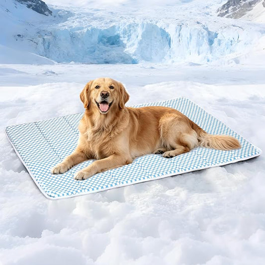 Dog Cooling Mat for Large Dogs – 41"x27" Orthopedic Memory Foam Pad for Summer, Hot Weather & Joint Relief | Washable, Non-Slip Crate Mat for Senior Dogs, Travel & Home (Blue) by ZAKAPAWS