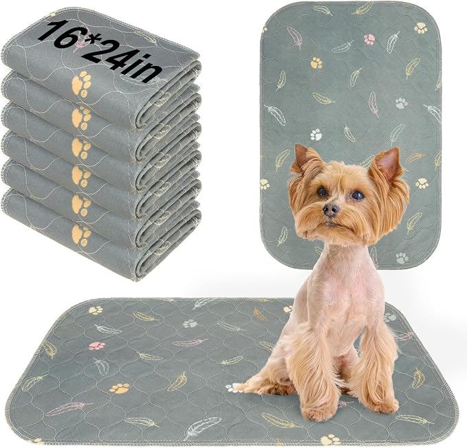 BEAUTYZOO Reusable Puppy Pads,Washable Pee Pads for Dogs,Non Slip Wee Wee Pad for Potty Training,Thick Heavy Absorbent Underpads for Playpen,Bed,Sofa,Crate,Whelping,Travel & Outdoor Spring, 16"x 24" by BEAUTYZOO