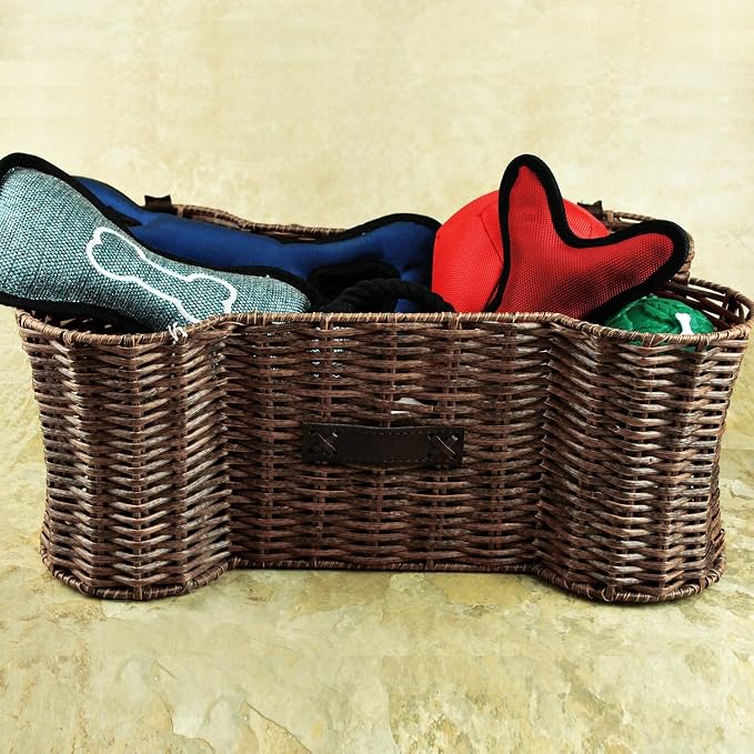 Bone Dry Pet Toy Storage Basket - Durable & Stylish Medium/Brown - Image 2
