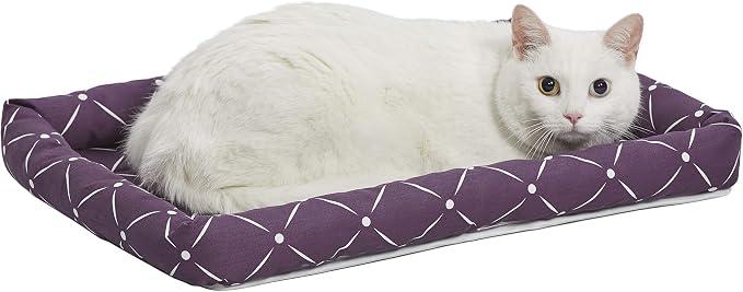 MidWest Homes for Pets 40222-PLD Quiet Time Couture Ashton Bolster Pet Bed, Small Dog/22, Plum & White Diamond Pattern by MidWestHomesForPets