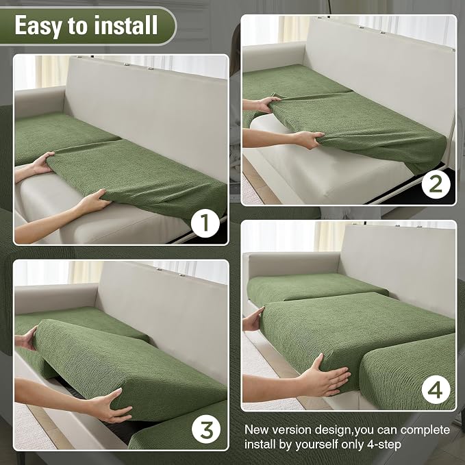 Couch Cushion Covers Sectional Couch Covers Stretch Washable Soft Seat Cushion Covers Furniture Protector Sofa Slipcovers for Pets(Green,1 Piece Seat Cover or Back Covers) - Image 5