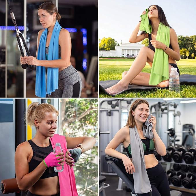 Mixweer 4 Pack Gym Microfiber Bath Towels 63"x32" Extra Large Shower Towel Lightweight Oversized Fast Drying Bathtowel for Gym Sports Travel Camping(Light Gray, Rose Pink, Green, Blue) - Image 5