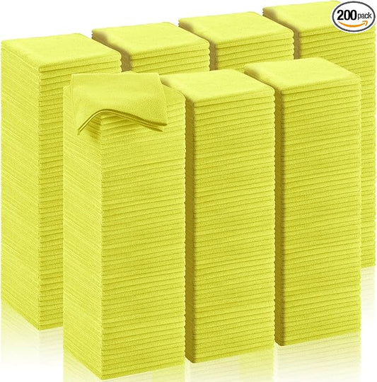 Oudain 200 Pcs Microfiber Cleaning Cloth 16x16 Inch Microfiber Towels for Car Ultra Absorbent Cleaning Rags Reusable Lint Free Streak Free Detailing Towel for Car Washing Drying Dusting (Yellow) by Oudain