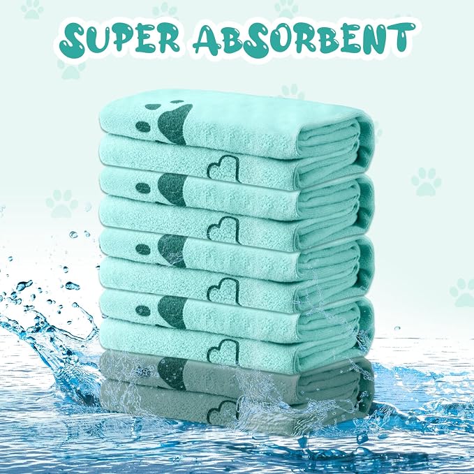 Tatuo 22 Pcs Dog Towels for Drying 20 x 40 Inch Pet Bath Towels Absorbent Microfiber Towel Quick Drying Puppy Bathing Supplies for Small Medium Large Dog Puppy Cat(Teal,Bone Pattern) - Image 4