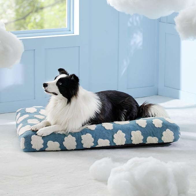 LE SURE Cute Aesthetic Dog Beds Large Sized Dog,Thick Pet Pillow 36x27 | Shredded Chopped Foam, Jacquard Modern Plush Crate Cushion Gift for Large Dog, Waterproof Washable Cover,Nonslip Bottom, Blue - Image 6