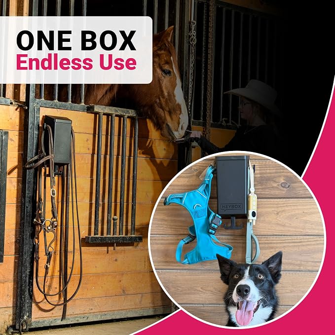 Pet Organizer Wall Mount with Hooks – Dog & Cat Leash Holder, Collar Storage, Kennel & Stable Supply Box – Made in USA - Image 2