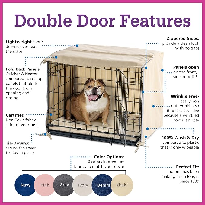 Pet Dreams Dog Crate Cover - Breathable Fabric Kennel Topper for Single-Door Crates, Fits iCrate Dog Cages 18, 24, 30, 36, 42, 48 Inches (Grey, Small, 24") - Image 4
