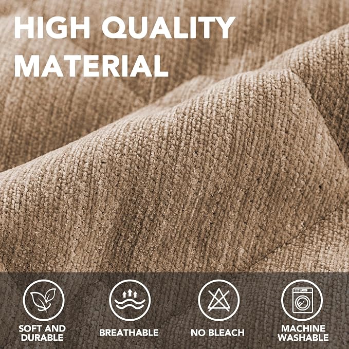 H.VERSAILTEX Couch Cover Chenille Pet Fuzzy Sofa Covers for 3 Cushion Couch and Bed Anti Slip Washable Sofa Slipcovers Soft Couch Protector Cover for Dogs Cats Kids(52" x 82",Khaki) - Image 2