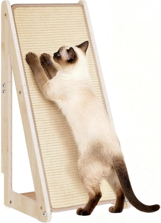 Aechonow 26.4'' Sisal Cat Scratcher Ramp for Indoor Cats | Vertical Scratching Pad for Large Cats, Wooden Cat Furniture - Image 7