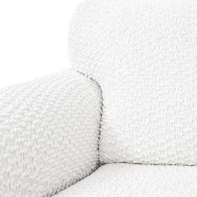 PAULTO BY GA.I.CO. Stretch Sofa Slipcovers – Soft Elastic Fabric Couch Cover for Armchair Loveseat 3-Seater & 4-Seater Sofa Cover – Non-Slip Furniture Protector Washable - Crisp White (40"-63" Wide) - Image 6