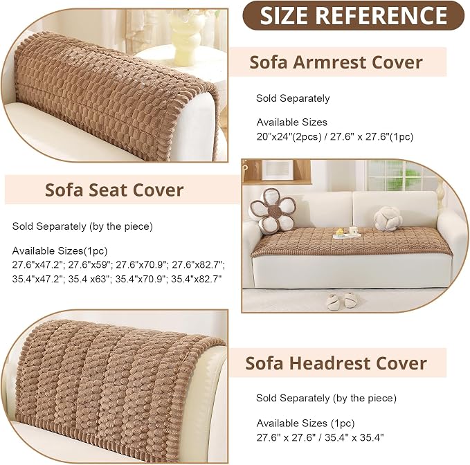 OstepDecor Couch Cover for Dogs, Washable Non Slip Sofa Cover for Pets, Soft Couch Covers for Sofa, Loveseat and Sectional, Furniture Protector Against Pet Hair & Scratches (35.4" x 35.4", Brown) - Image 3