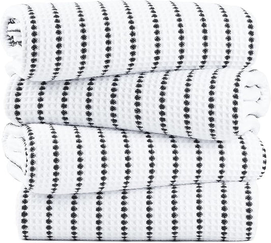 POLYTE 430 GSM Microfiber Oversize Quick Dry Lint Free Bath Towel, 60 x 30 in, 4 Pack (Waffle Weave) by Polyte