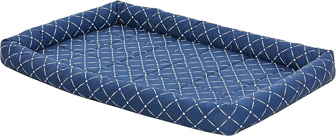 Midwest Homes for Pets 40248-BLD Quiet Time Couture Ashton Bolster Pet Bed, X-Large Dog/48, Blue by MidWestHomesForPets