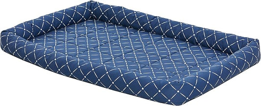 Midwest Homes for Pets 40248-BLD Quiet Time Couture Ashton Bolster Pet Bed, X-Large Dog/48, Blue by MidWestHomesForPets