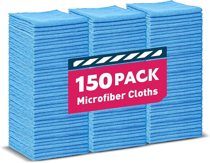 TEAWOO Microfiber Towels Bulk-150 Pack, Cleaning Cloths, Microfiber Towels for Cars, Cleaning Rags Blue (12x12 inches) by TEAWOO
