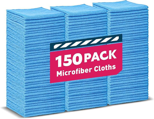 TEAWOO Microfiber Towels Bulk-150 Pack, Cleaning Cloths, Microfiber Towels for Cars, Cleaning Rags Blue (12x12 inches) by TEAWOO