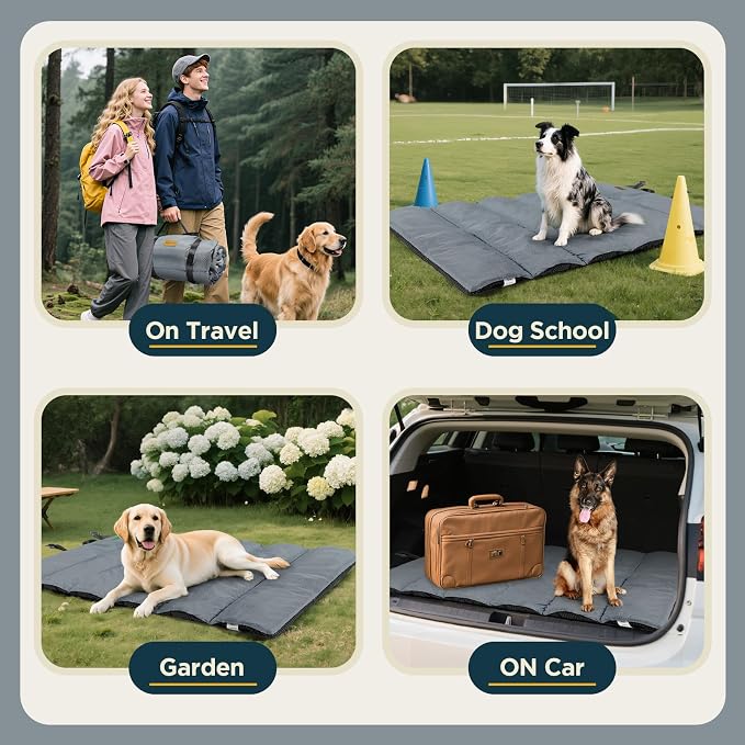Gimars Upgraded Thickened Outdoor Dog Bed with Waterproof Film, Easy to Roll Up with Buckle, Large Travel Pet Bed for Medium & Large Dog, Portable, Foldable, Washable for Camping,Traveling - Image 7