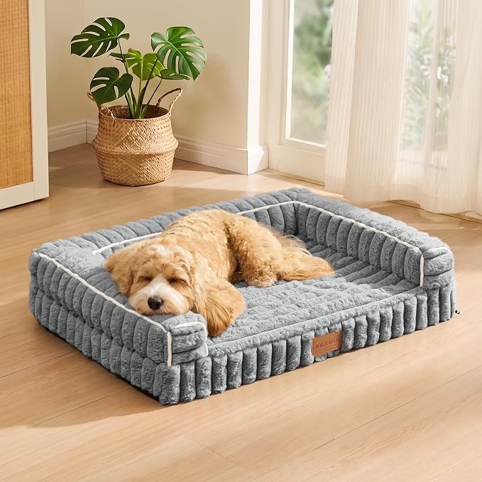 Orthopedic Calming Large Dog Bed Pet Sofa Bed 48''X30''Sage Grey | 3-Sided Pet Couch Large Sized Dog, Soft Egg-Crate Foam Dog Mat, Waterproof Removable Washable Cover, Nonskid Bottom Cat Bed - Image 3