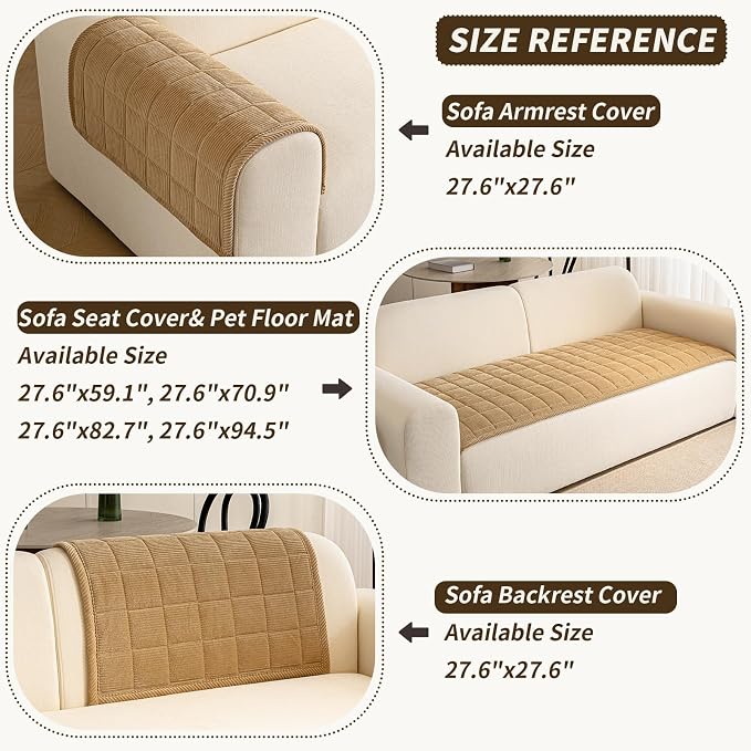 Couch Covers for Dogs Washable, 27.6"x59.1" Non Slip Couch Covers for Loveseat Sofa Pet Friendly, Soft Fuzzy Sofa Covers for Pet, Dog Couch Cover Furniture Protector(1PC,Light Brown) - Image 3